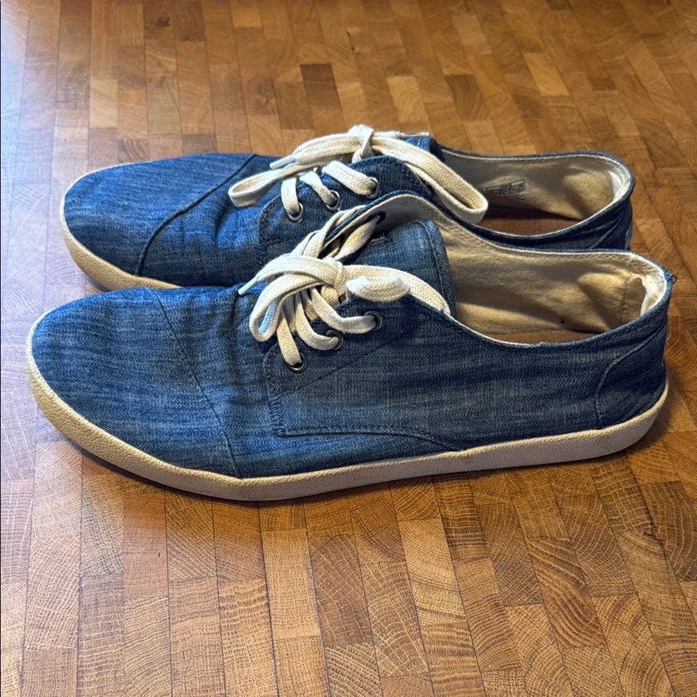 Toms Blue Denim Sneakers Casual Lace-Up - Picture 2 of 4